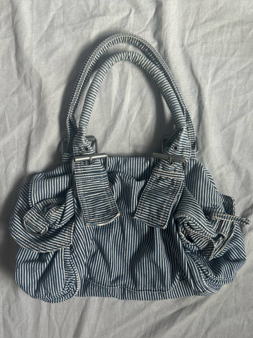 vintage Esprit striped denim shoulder bag